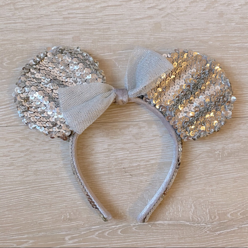Disney Mickey Mouse Silver Sequin Sparkly Ears Headband